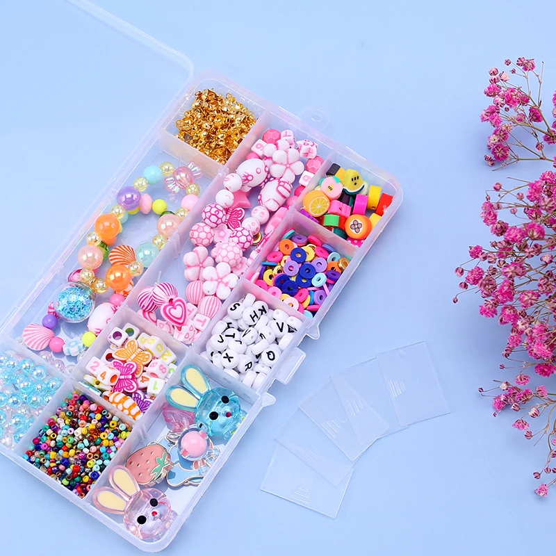 Boîte à bijoux en plastique, 10/15/24 compartiments, organisateur de fente, conteneur de perles, boîte de rangement de bijoux réglable, étui rectangulaire
