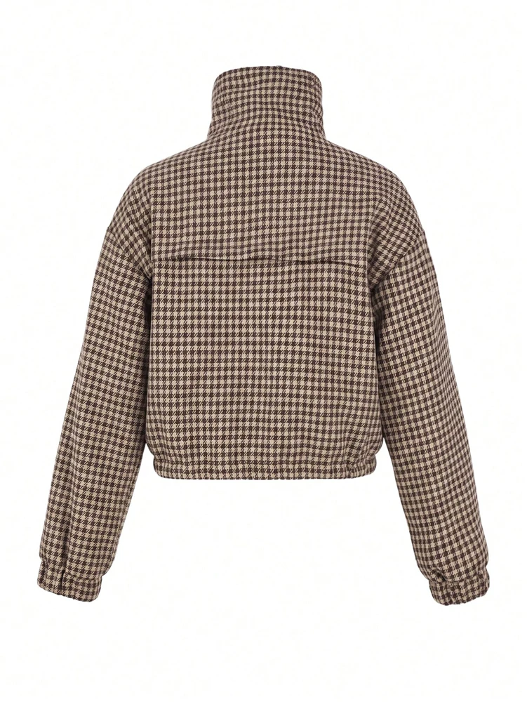 Nouveautés Automne/Hiver 2026 : Veste Courte Décontractée à Carreaux pour Femme Printemps/Automne – Style Urbain Tendance