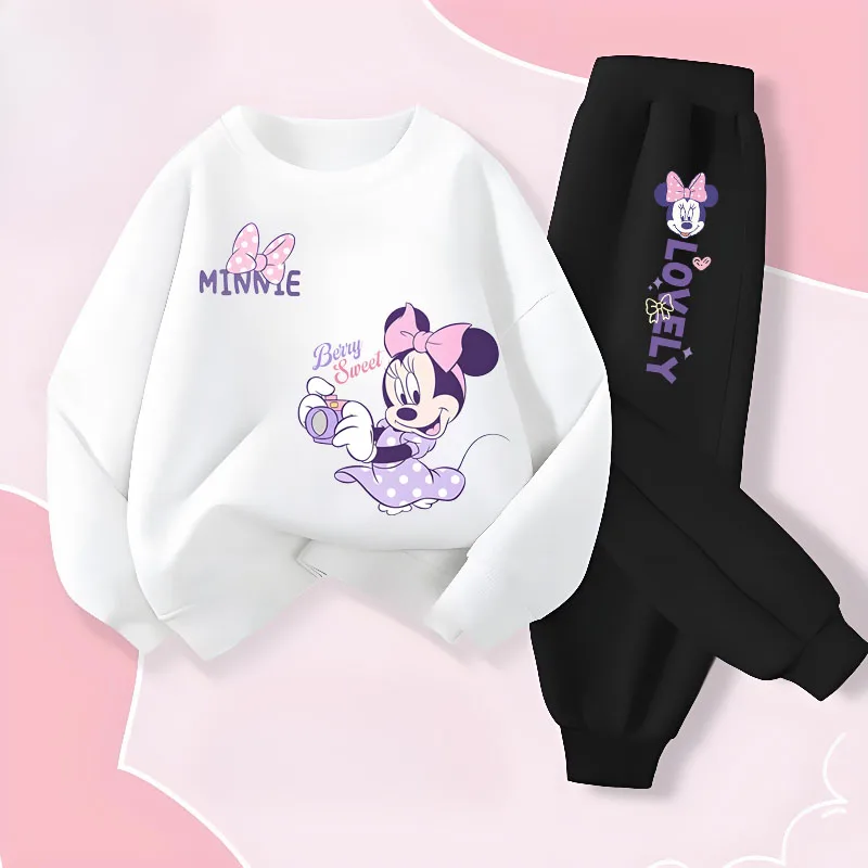 Vêtements pour enfants printemps-automne à manches longues, ensemble deux pièces pour filles, pull et pantalon long, imprimé dessin animé, ensemble 2 pièces pour enfants, survêtement.