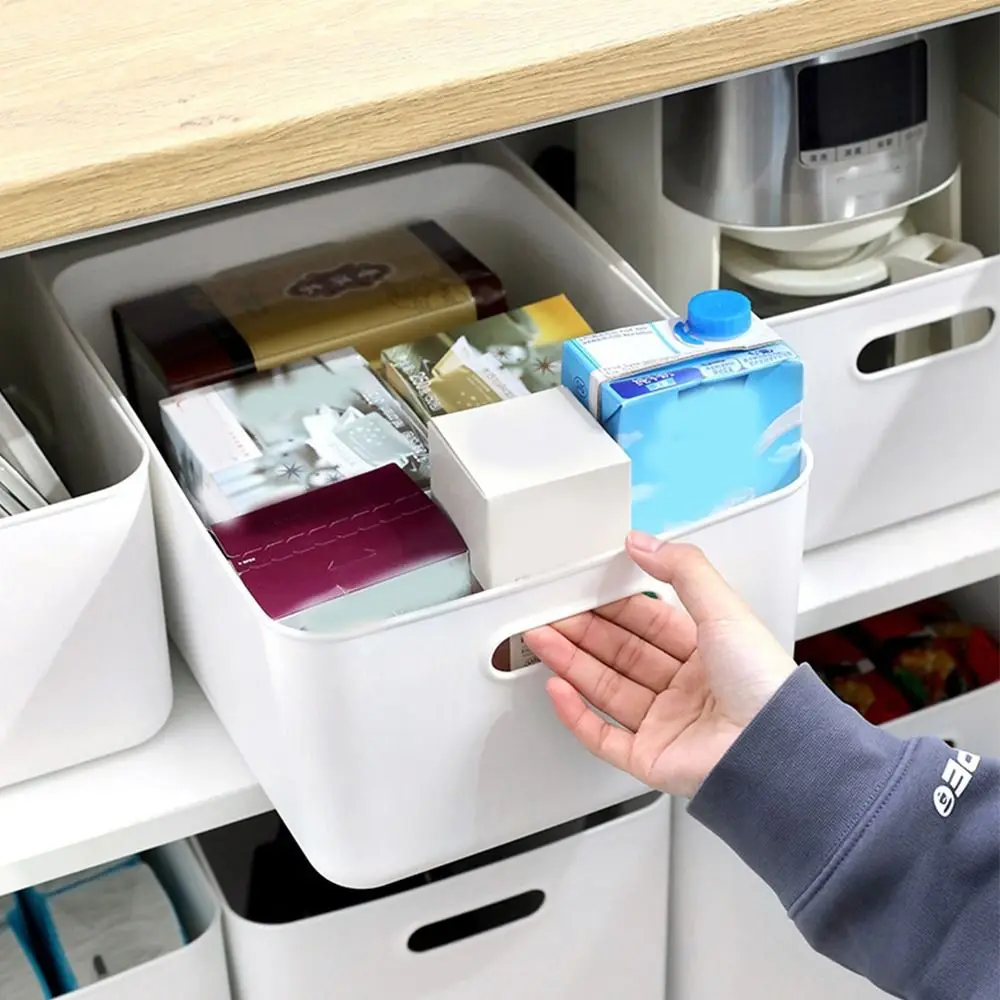 Nouvelle boîte de rangement empilable avec couvercle, solide et pratique, organiseur de table, conteneur en plastique pour la maison et la chambre