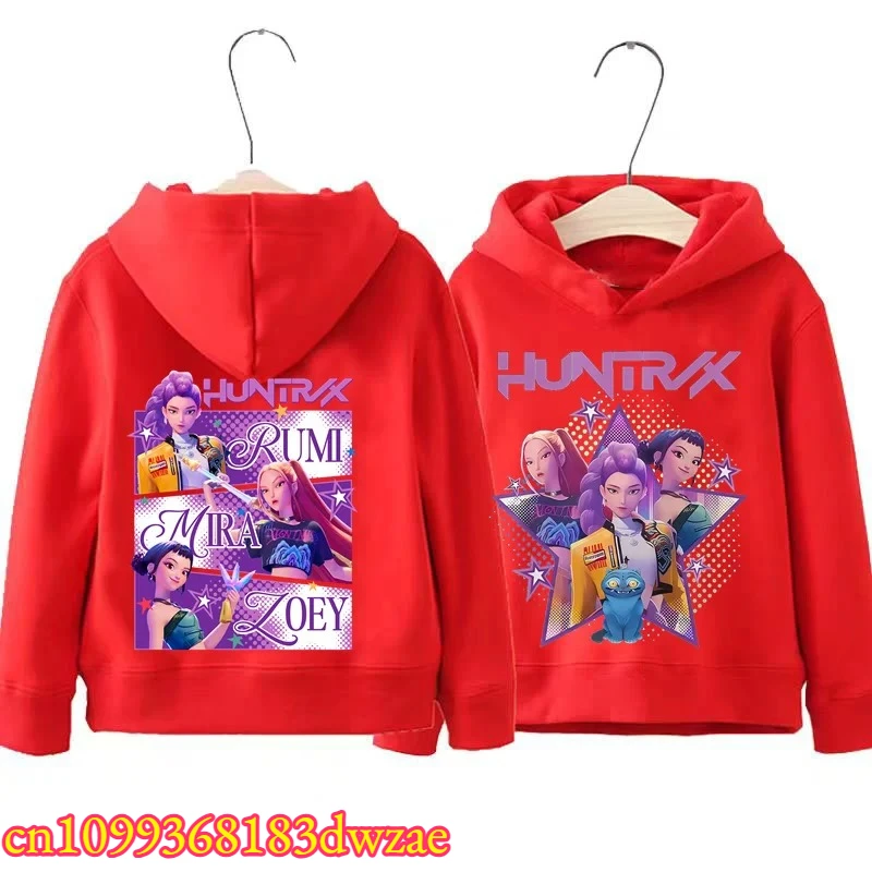 Sweat à capuche graphique Rumi Mira Zoey pour enfants, sweat-shirt à capuche avant et arrière, streetwear décontracté à manches longues pour garçons et filles, vêtements pour enfants