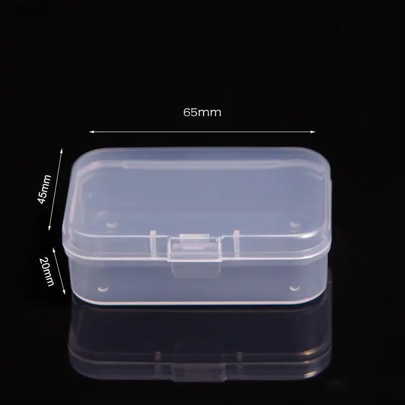 Mini boîte en plastique boîte rectangulaire boîte translucide boîte d'emballage boîte de rangement anti-poussière solide solide mallette de rangement de bijoux conteneur