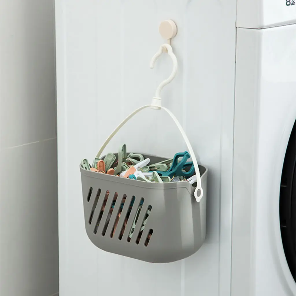 Plastique suspendu douche toilette bain cuisine paniers baignoire coin organisateur dortoir fourre-tout crochets support suspendu panier de rangement avec crochet