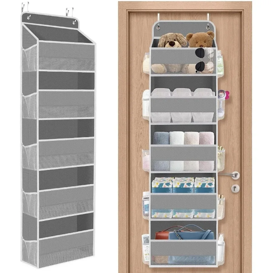   1 sac de rangement suspendu, organisateur de rangement sur porte, anti-basculement, rangement de jouets, gain de place pour la chambre à coucher, la salle de bain, le placard, l'organisation de la maison
