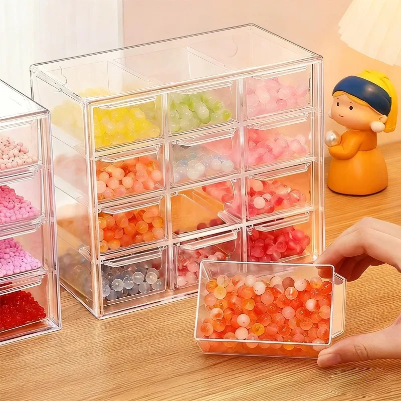 Boîte de rangement pour bijoux de style tiroir à 6/12/16 grilles, boîte de rangement pour bijoux de bureau, papeterie, rouge à lèvres, anti-poussière