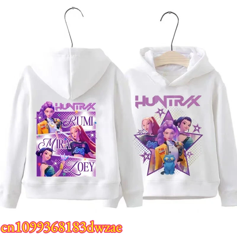 Sweat à capuche graphique Rumi Mira Zoey pour enfants, sweat-shirt à capuche avant et arrière, streetwear décontracté à manches longues pour garçons et filles, vêtements pour enfants