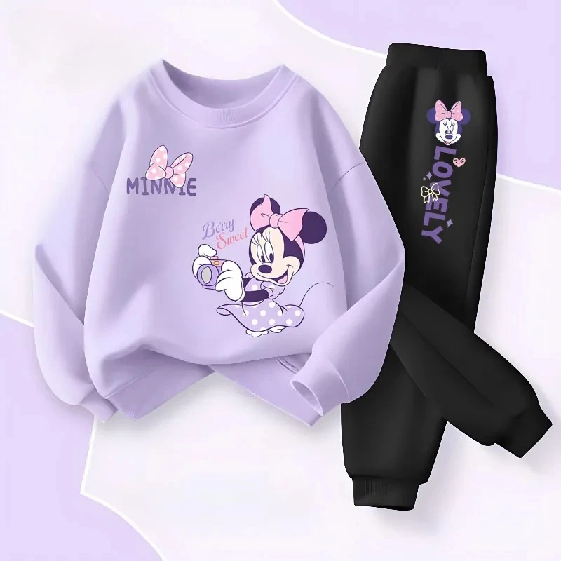 Vêtements pour enfants printemps-automne à manches longues, ensemble deux pièces pour filles, pull et pantalon long, imprimé dessin animé, ensemble 2 pièces pour enfants, survêtement.