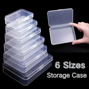 Mini boîte de rangement rectangulaire en plastique, 6 tailles, boîte d'emballage translucide, étui anti-poussière, mallette de rangement solide pour bijoux, conteneur