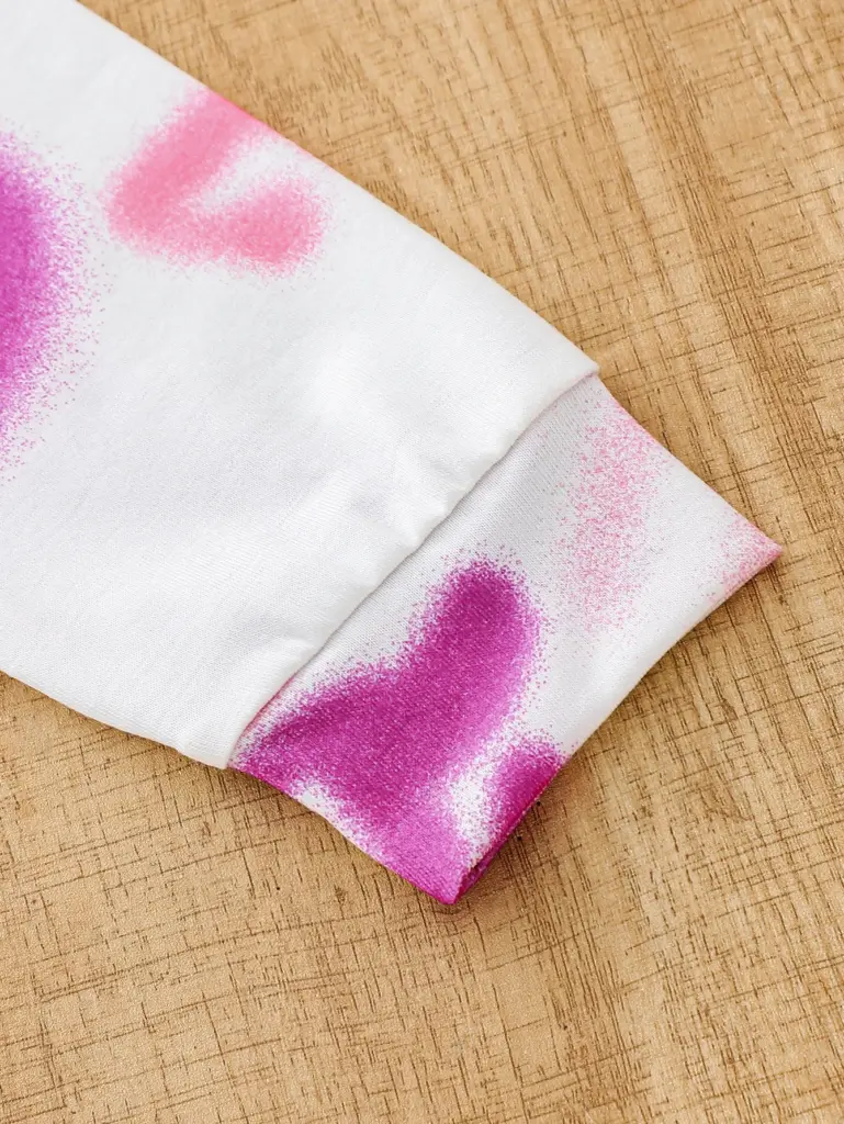 Ensemble deux pièces tie-dye pour filles, haut à manches longues rose et violet dégradé avec imprimé « Mama Is My Bestie » et pantalon à taille élastique douce