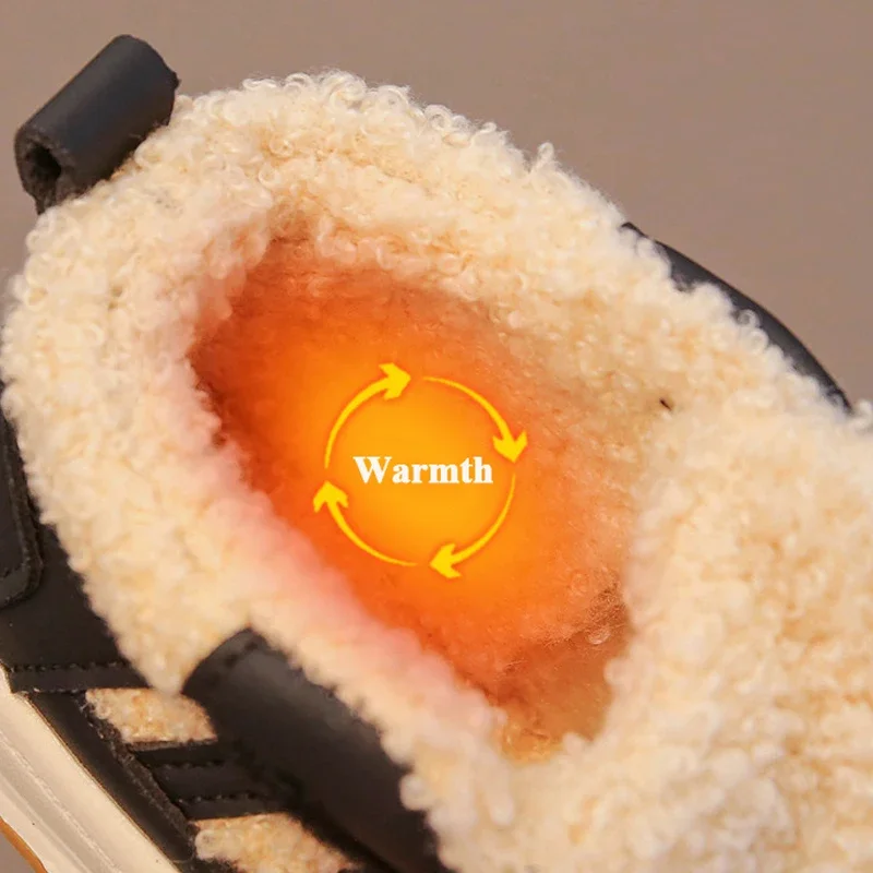 Bottes de neige chaudes en peluche pour enfants, chaussons de rinçage, baskets d'extérieur, chaussures de sport de course, garçons, filles, bébé, enfants, mode, hiver
