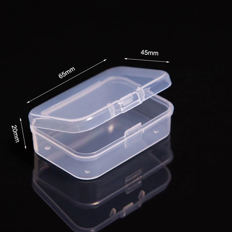Mini boîte en plastique boîte rectangulaire boîte translucide boîte d'emballage boîte de rangement anti-poussière solide solide mallette de rangement de bijoux conteneur