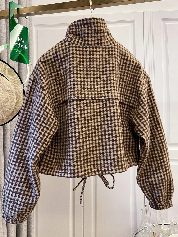 Nouveautés Automne/Hiver 2026 : Veste Courte Décontractée à Carreaux pour Femme Printemps/Automne – Style Urbain Tendance
