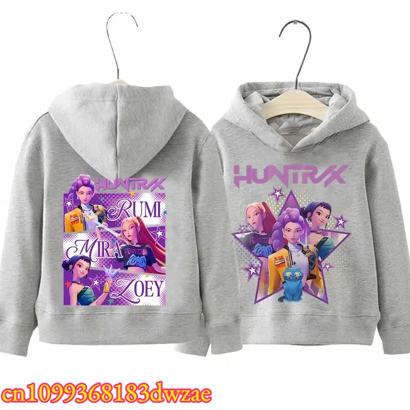 Sweat à capuche graphique Rumi Mira Zoey pour enfants, sweat-shirt à capuche avant et arrière, streetwear décontracté à manches longues pour garçons et filles, vêtements pour enfants