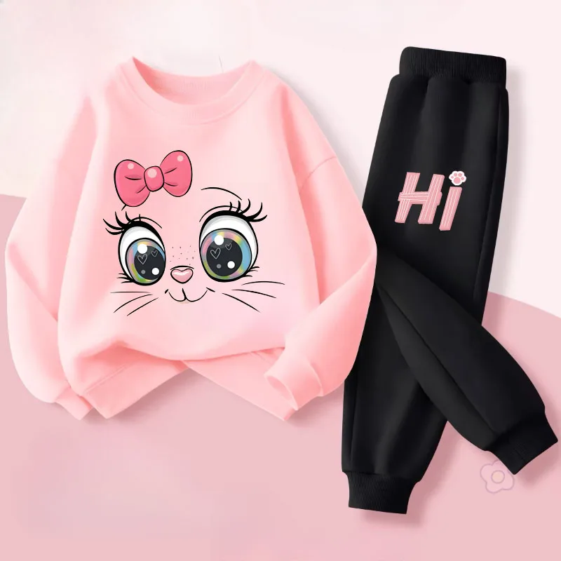 Ensembles de sweat à capuche et manches longues pour filles, nouveau Style de printemps, pull, pantalon Long, costume deux pièces, tenues décontractées pour enfants, survêtement pour enfants