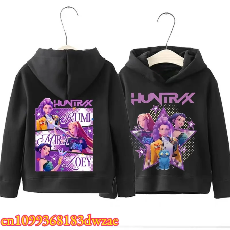 Sweat à capuche graphique Rumi Mira Zoey pour enfants, sweat-shirt à capuche avant et arrière, streetwear décontracté à manches longues pour garçons et filles, vêtements pour enfants