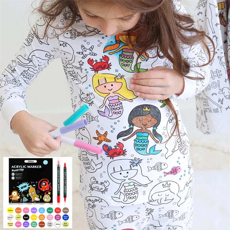 Ensemble pyjama deux pièces coloré pour enfants, garçons et filles, choisissez votre propre pyjama artisanal, Kit de coloriage pour fête de pyjama, DIY