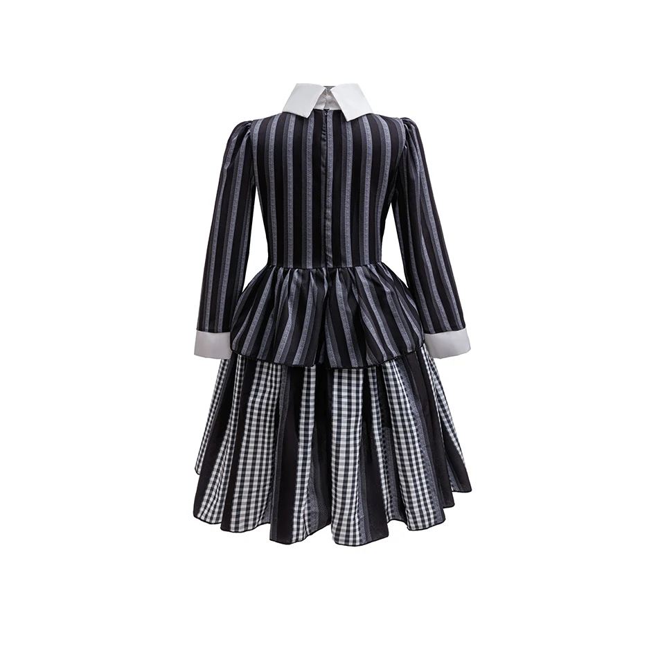 Costume pour enfants imprimé à rayures et à carreaux, deux en un, uniforme scolaire, costume d'Halloween pour étudiante gothique, 3-10 ans