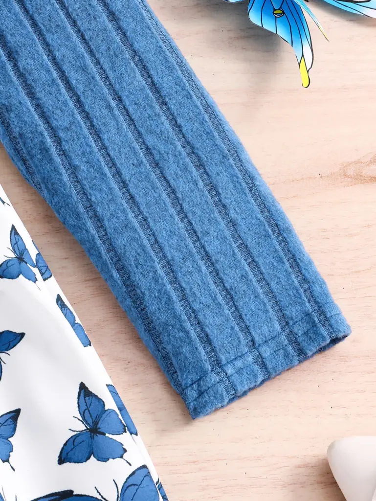 Robe en tricot décontractée pour filles de 8 à 12 ans, style printemps-automne, avec col rond, design côtelé, couleur unie et motifs imprimés doubles, idéale comme cadeau pour l'Aïd, Pâques, le carnaval, le Nouvel An chinois et autres fêtes.