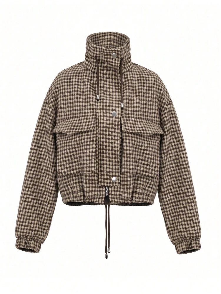 Nouveautés Automne/Hiver 2026 : Veste Courte Décontractée à Carreaux pour Femme Printemps/Automne – Style Urbain Tendance