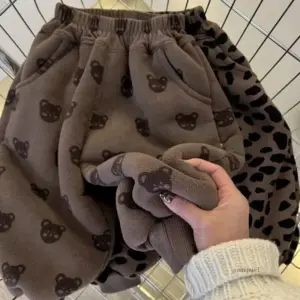 Pantalons en peluche pour bébé, pantalons de survêtement épais en velours pour garçon et fille, pantalons de dessin animé, pantalons chauds pour enfants, tendance, automne hiver