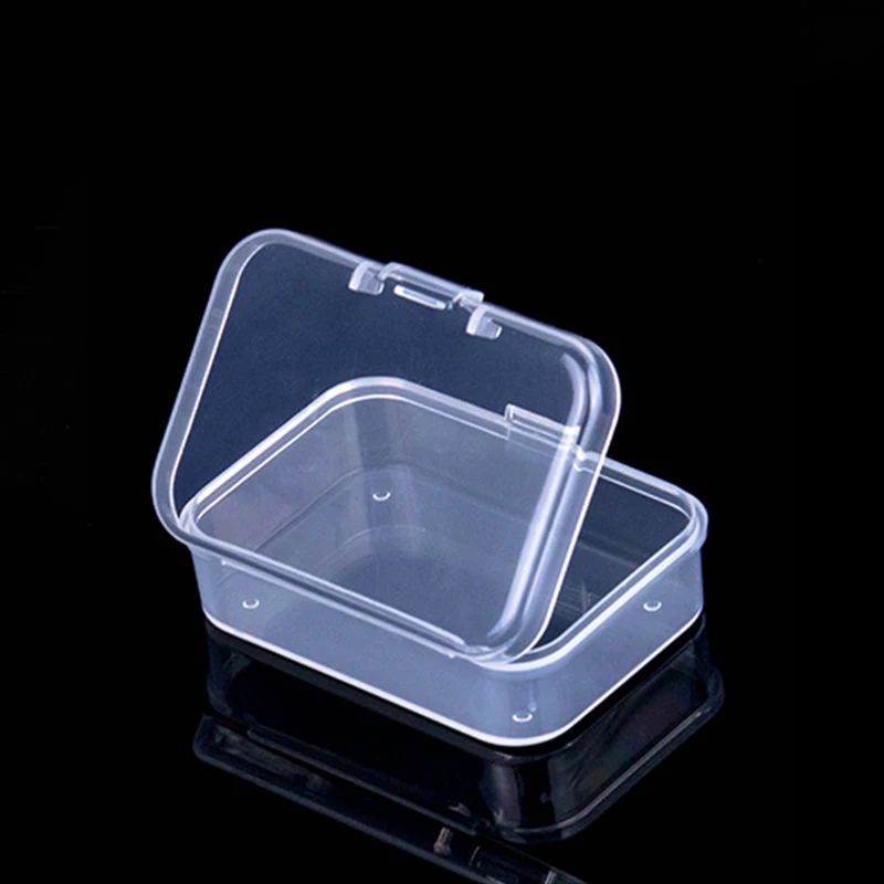 Mini boîte en plastique boîte rectangulaire boîte translucide boîte d'emballage boîte de rangement anti-poussière solide solide mallette de rangement de bijoux conteneur