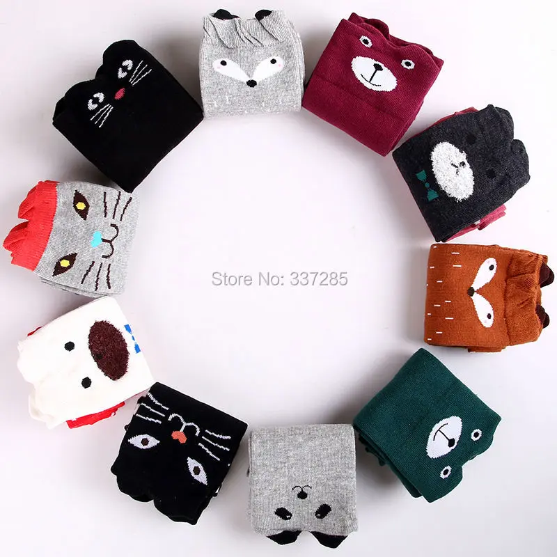 Chaussettes courtes chaudes pour bébés et enfants, adorables chaussettes montantes en coton à motifs de dessins animés pour filles, avec motifs d'animaux mignons