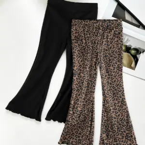 Lot de 2 pantalons évasés coréens pour filles, collection Printemps-Automne, adaptés aux enfants de 2 à 11 ans, leggings unis tendance coupe bootcut
