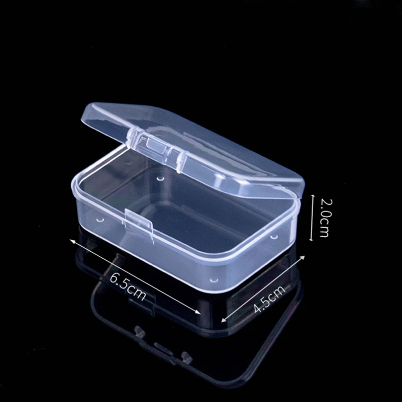 Mini boîte en plastique boîte rectangulaire boîte translucide boîte d'emballage boîte de rangement anti-poussière solide solide mallette de rangement de bijoux conteneur