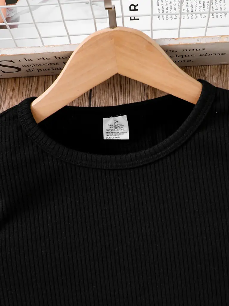 Ensemble 2 pièces pour filles, vêtements de sport, à la mode, tricoté, col rond, haut à manches longues + jupe asymétrique à carreaux, nouvelle collection printemps