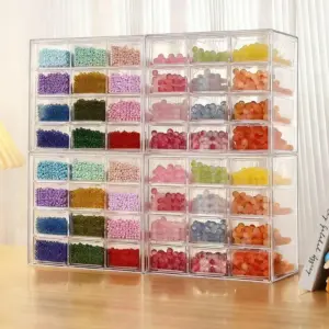 Boîte de rangement pour bijoux de style tiroir à 6/12/16 grilles, boîte de rangement pour bijoux de bureau, papeterie, rouge à lèvres, anti-poussière