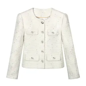 Veste en tweed à col rond pour célébrités, design de tempérament haut de gamme, noble, léger, luxe, nouveau style à la mode, 2025