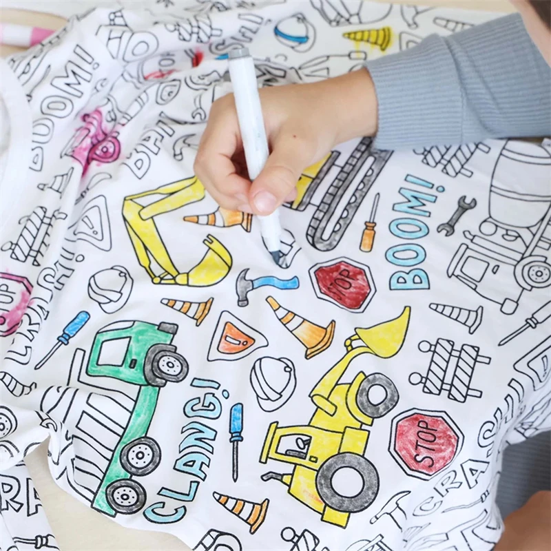 Ensemble pyjama deux pièces coloré pour enfants, garçons et filles, choisissez votre propre pyjama artisanal, Kit de coloriage pour fête de pyjama, DIY