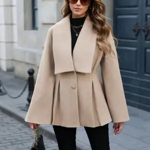 Manches évasées manteaux solides pour femme automne hiver femme vêtements grand col plissé femme manteau tenues nouveau dans les vêtements d'extérieur