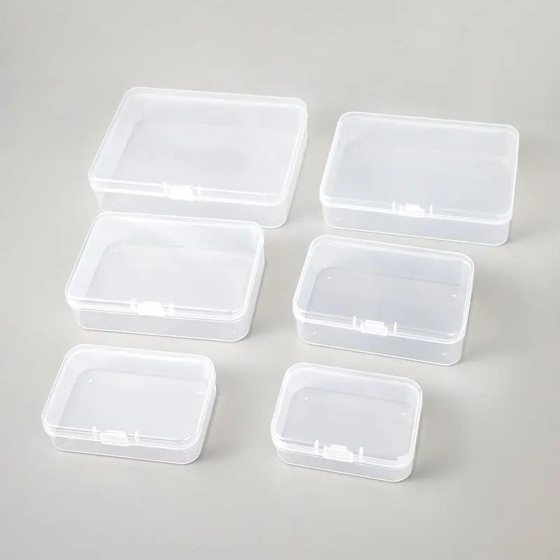 Mini boîte de rangement rectangulaire en plastique, 6 tailles, boîte d'emballage translucide, étui anti-poussière, mallette de rangement solide pour bijoux, conteneur