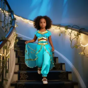 Robe de princesse Jasmine pour filles, Cosplay, lampe magique Aladdin, tenue d'halloween pour enfants, anniversaire, carnaval, danse