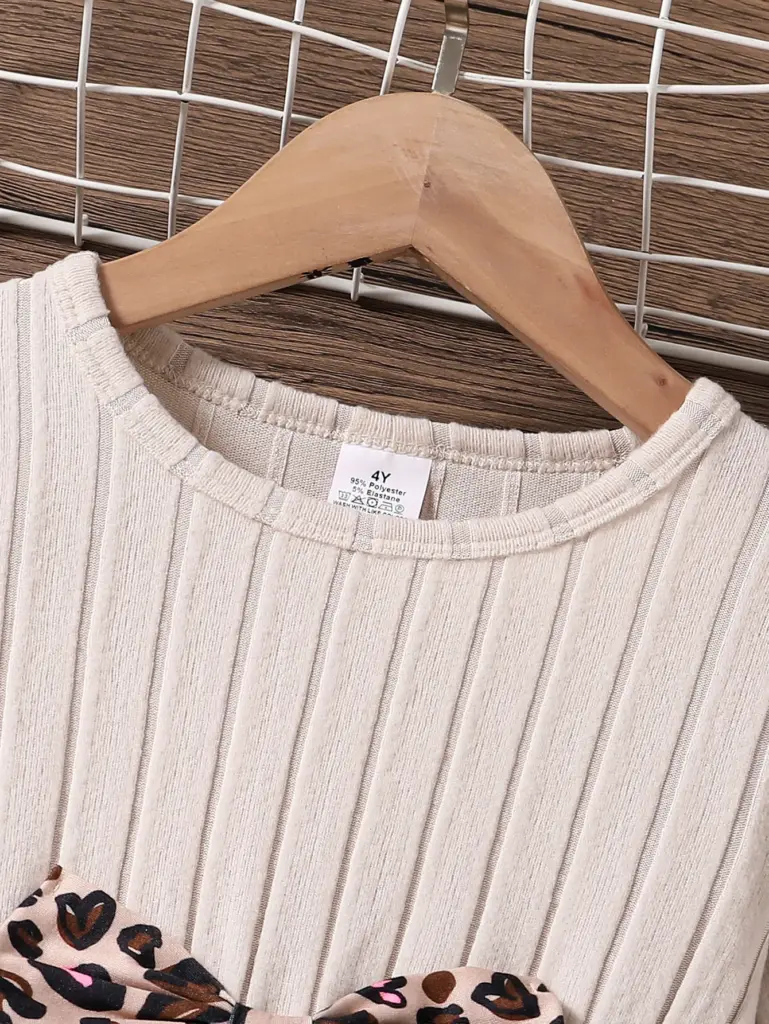 Printemps automne filles mignon mode vêtements de sport abricot tricoté à volants haut à manches longues + dessin animé imprimé complet taille élastique pantalons décontractés ensemble