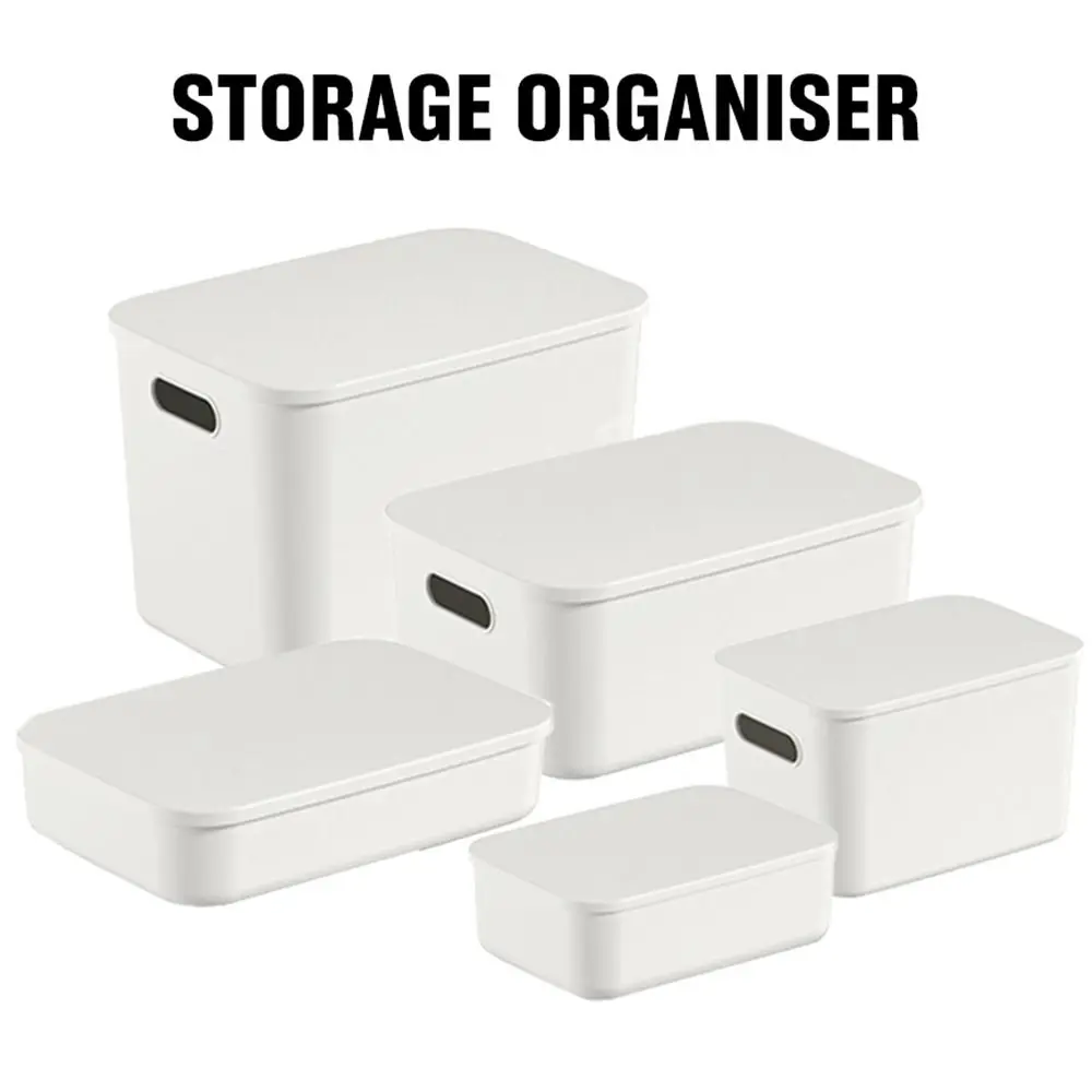 Nouvelle boîte de rangement empilable avec couvercle, solide et pratique, organiseur de table, conteneur en plastique pour la maison et la chambre