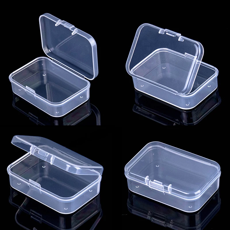 Mini boîte en plastique boîte rectangulaire boîte translucide boîte d'emballage boîte de rangement anti-poussière solide solide mallette de rangement de bijoux conteneur
