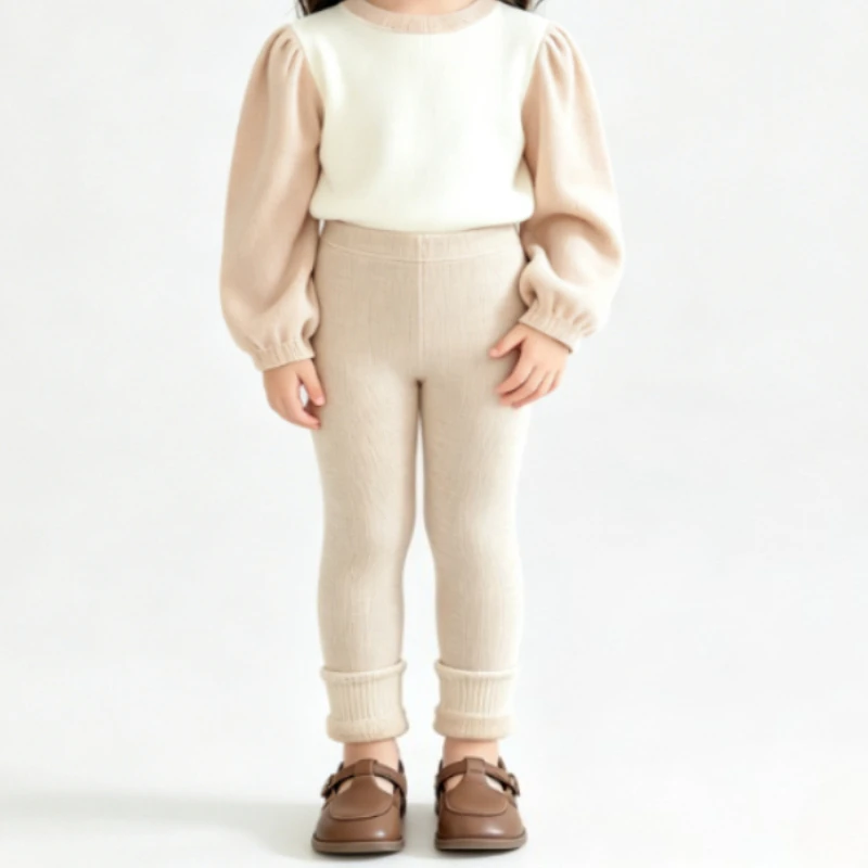 Pantalon pour bébé fille, collection automne-hiver 2027, leggings chauds en coton, pantalon en velours pour enfants, pantalon uni, vêtements pour enfants, style coréen.