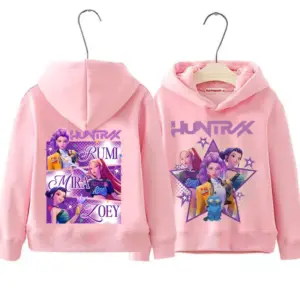 Sweat à capuche graphique Rumi Mira Zoey pour enfants, sweat-shirt à capuche avant et arrière, streetwear décontracté à manches longues pour garçons et filles, vêtements pour enfants