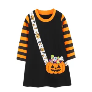 Robe de princesse d'Halloween pour filles Jumping Meters, vêtements pour tout-petits de 2 à 7 ans avec poches citrouille et fleurs, robes pour enfants