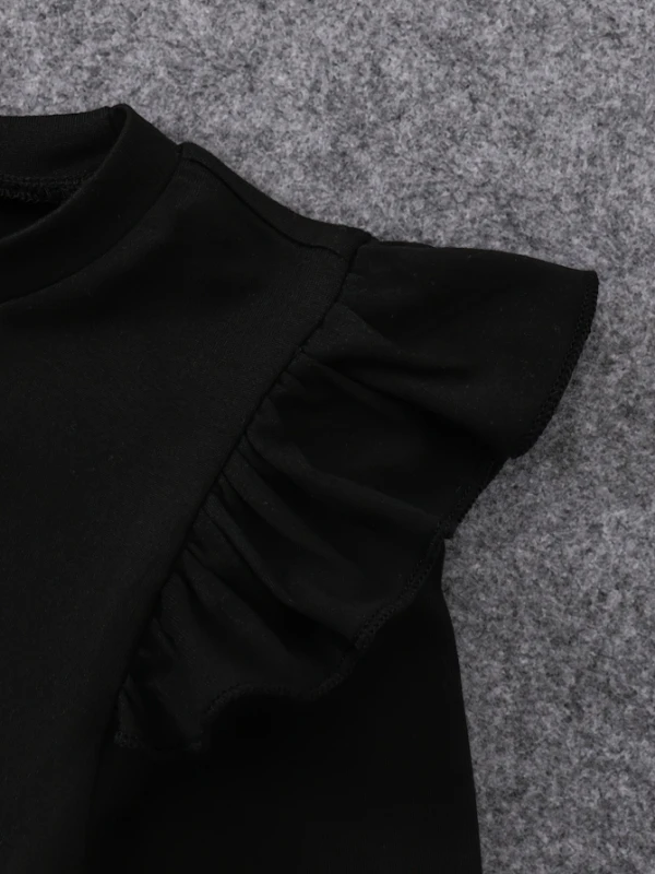 Printemps automne infantile enfant en bas âge filles col rond manches volantes épissure fleur imprimé Tulle tenue décontractée pour bébé filles
