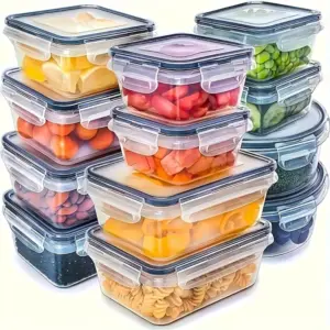 Récipients alimentaires hermétiques sans BPA, 8 pièces, avec couvercles verrouillables, stockage en plastique PP sûr au micro-ondes/congélateur pour produits secs/fruits/légumes