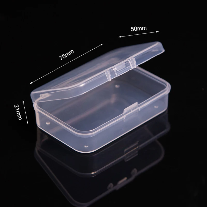 Mini boîte en plastique boîte rectangulaire boîte translucide boîte d'emballage boîte de rangement anti-poussière solide solide mallette de rangement de bijoux conteneur