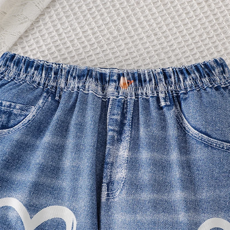 Ensemble tendance et décontracté pour enfants, printemps et automne, nouveau modèle, ensemble veste en jean imitation pour filles, pantalon long décontracté, ensemble trois pièces
