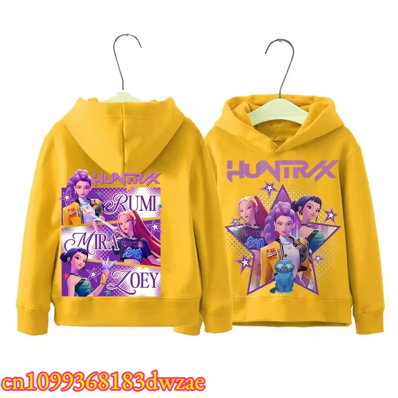 Sweat à capuche graphique Rumi Mira Zoey pour enfants, sweat-shirt à capuche avant et arrière, streetwear décontracté à manches longues pour garçons et filles, vêtements pour enfants