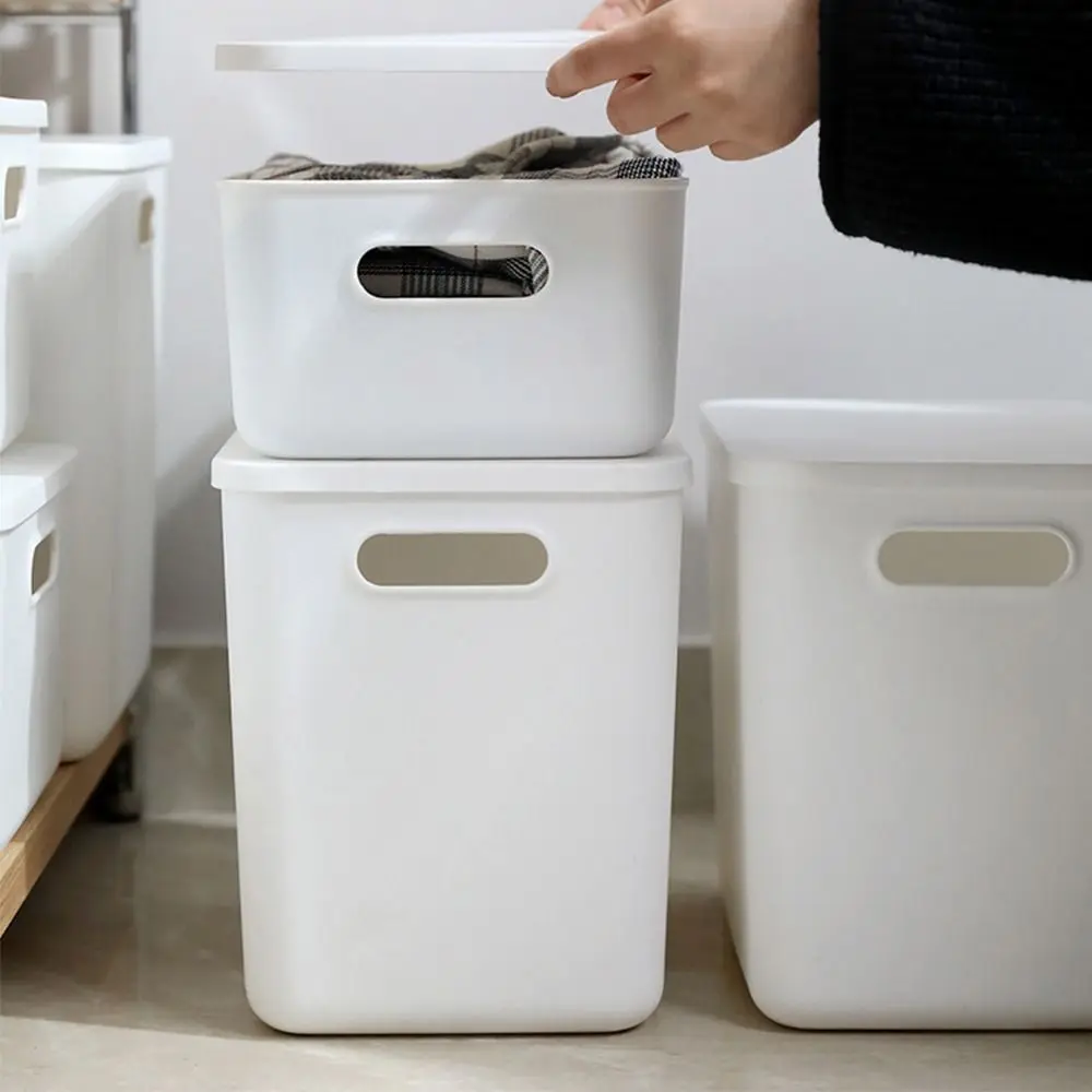 Nouvelle boîte de rangement empilable avec couvercle, solide et pratique, organiseur de table, conteneur en plastique pour la maison et la chambre
