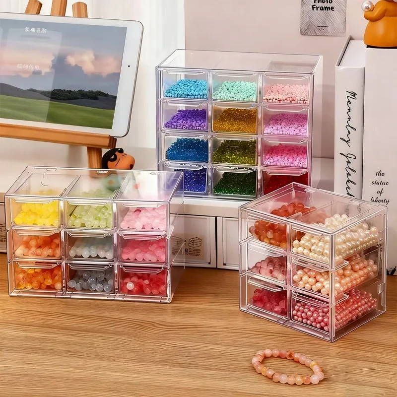 Boîte de rangement pour bijoux de style tiroir à 6/12/16 grilles, boîte de rangement pour bijoux de bureau, papeterie, rouge à lèvres, anti-poussière