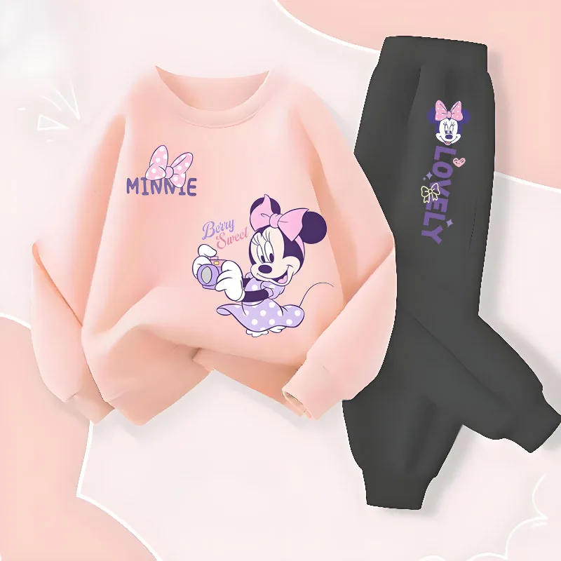 Vêtements pour enfants printemps-automne à manches longues, ensemble deux pièces pour filles, pull et pantalon long, imprimé dessin animé, ensemble 2 pièces pour enfants, survêtement.