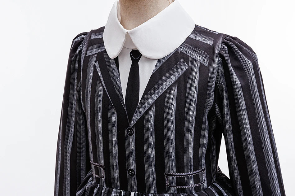 Costume pour enfants imprimé à rayures et à carreaux, deux en un, uniforme scolaire, costume d'Halloween pour étudiante gothique, 3-10 ans